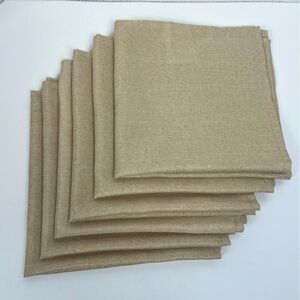 Shabby Chic set of 6 polyester beige natural color large dinner napkins.